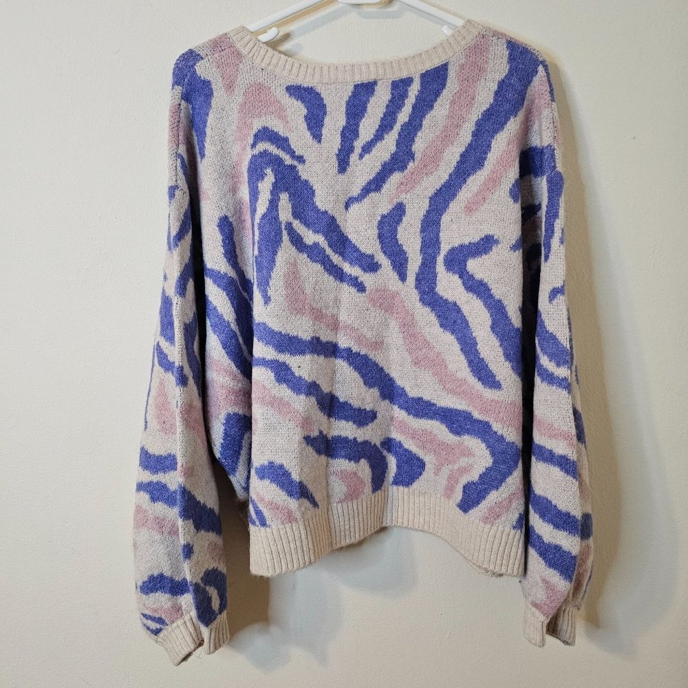 3X Zebra Striped Ophelia Roe Sweater NWOT